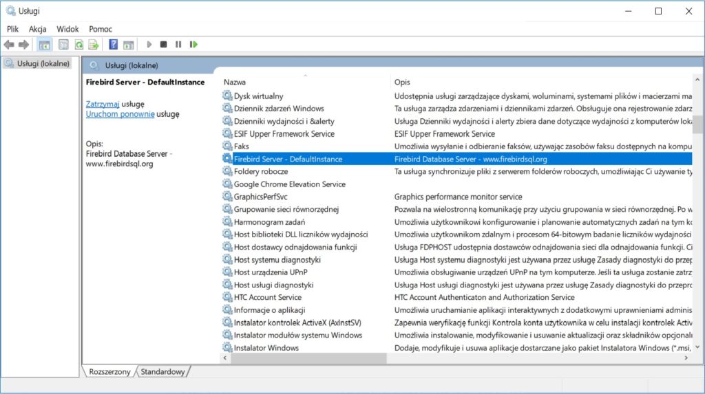 usługa firebird